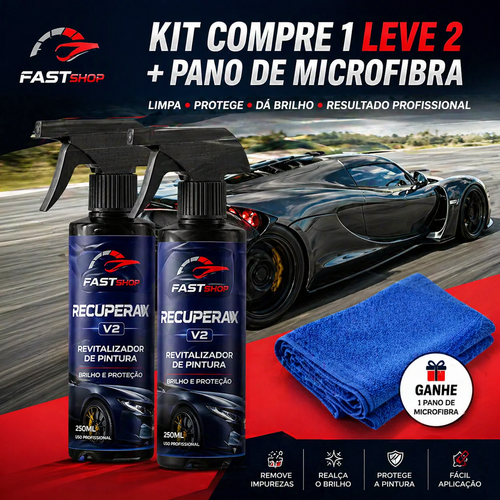 PAGUE 1 LEVE 2 Recuperax V2® - Compatível com Todas as Cores - Remove Manchas, Riscos e Pintura Queimada - Restaura o Brilho - 250ML