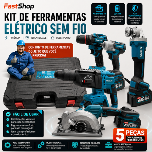Kit Completo de Ferramentas Brushless 68V – Alto Torque, Alta Performance e Durabilidade