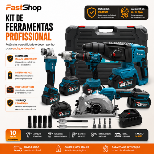 Kit Completo de Ferramentas Brushless 68V – Alto Torque, Alta Performance e Durabilidade